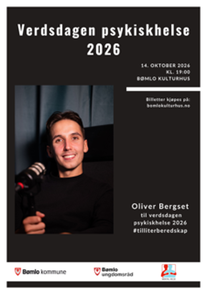 Plakat av Oliver Bergset sitt aarangement i kulturhuset.