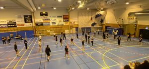 Stor aktivitet i hallen på volleyballdagen